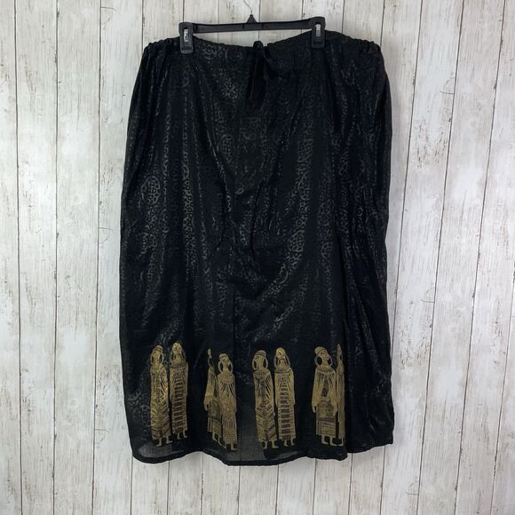 Rima One Size African Black & Gold 2 Piece Blouse & Skirt Set - Drawstring Waist - Picture 6 of 14